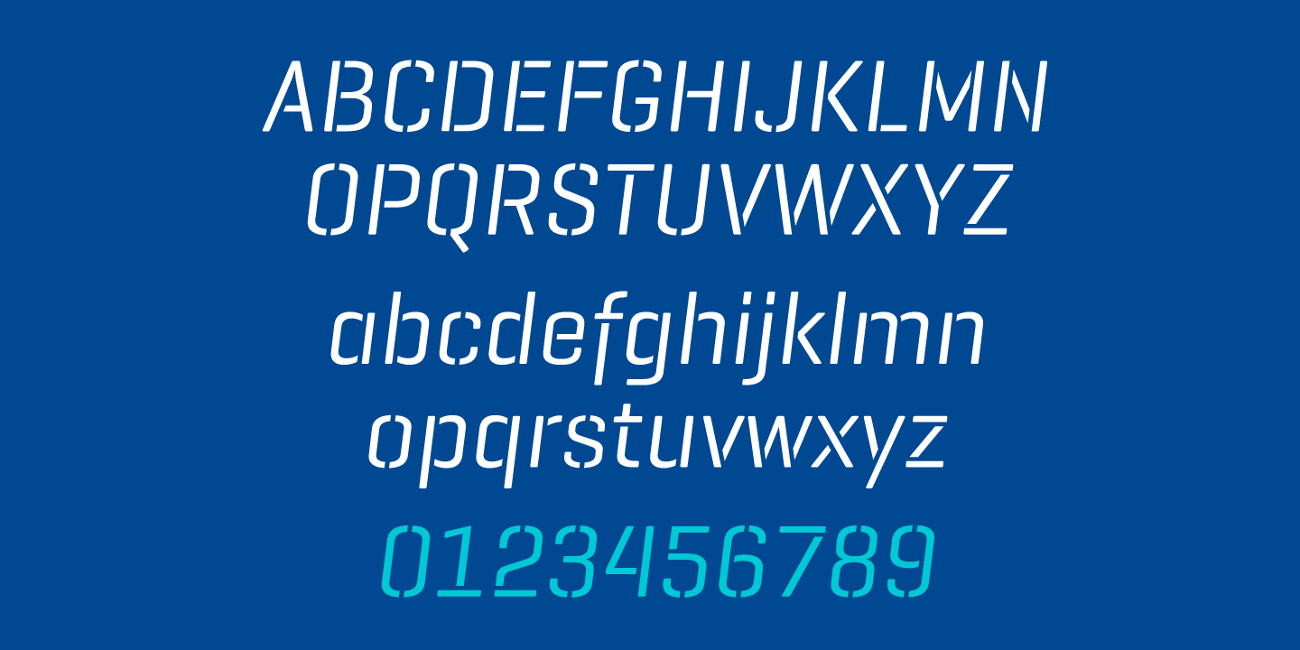 Пример шрифта Geogrotesque Stencil A Italic